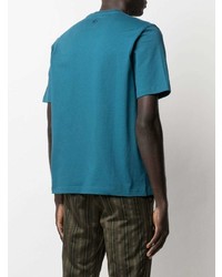 dunkeltürkises bedrucktes T-Shirt mit einem Rundhalsausschnitt von Lanvin