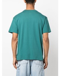 dunkeltürkises bedrucktes T-Shirt mit einem Rundhalsausschnitt von New Balance