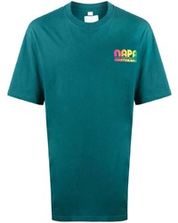 dunkeltürkises bedrucktes T-Shirt mit einem Rundhalsausschnitt von Napa By Martine Rose