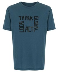 dunkeltürkises bedrucktes T-Shirt mit einem Rundhalsausschnitt von OSKLEN