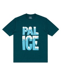 dunkeltürkises bedrucktes T-Shirt mit einem Rundhalsausschnitt von Palace