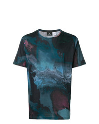 dunkeltürkises bedrucktes T-Shirt mit einem Rundhalsausschnitt von Ps By Paul Smith