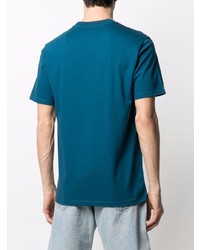 dunkeltürkises bedrucktes T-Shirt mit einem Rundhalsausschnitt von Carhartt WIP
