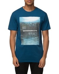 dunkeltürkises bedrucktes T-shirt
