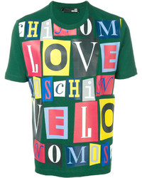 dunkeltürkises bedrucktes T-shirt von Love Moschino