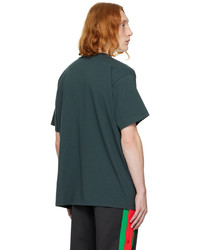 dunkeltürkises beschlagenes T-Shirt mit einem Rundhalsausschnitt von Gucci