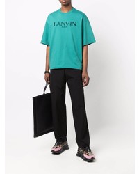 dunkeltürkises besticktes T-Shirt mit einem Rundhalsausschnitt von Lanvin