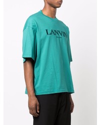 dunkeltürkises besticktes T-Shirt mit einem Rundhalsausschnitt von Lanvin