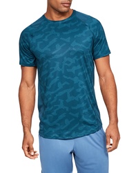 dunkeltürkises Camouflage T-Shirt mit einem Rundhalsausschnitt
