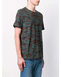 dunkeltürkises Camouflage T-Shirt mit einem Rundhalsausschnitt von PS Paul Smith