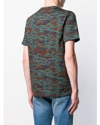 dunkeltürkises Camouflage T-Shirt mit einem Rundhalsausschnitt von PS Paul Smith