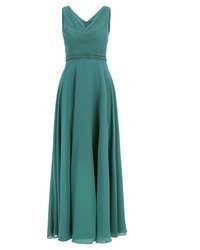 dunkeltürkises Chiffon Ballkleid mit Falten von Vera Mont