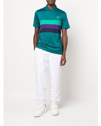 dunkeltürkises horizontal gestreiftes Polohemd von Lacoste