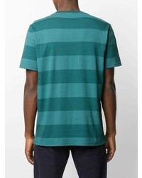 dunkeltürkises horizontal gestreiftes T-Shirt mit einem Rundhalsausschnitt von PS Paul Smith