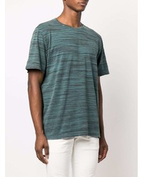 dunkeltürkises horizontal gestreiftes T-Shirt mit einem Rundhalsausschnitt von Missoni