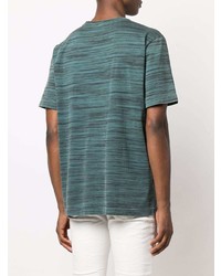 dunkeltürkises horizontal gestreiftes T-Shirt mit einem Rundhalsausschnitt von Missoni