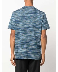 dunkeltürkises horizontal gestreiftes T-Shirt mit einem Rundhalsausschnitt von Missoni