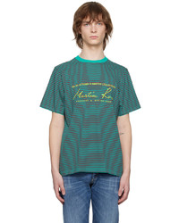 dunkeltürkises horizontal gestreiftes T-Shirt mit einem Rundhalsausschnitt von Martine Rose