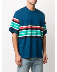 dunkeltürkises horizontal gestreiftes T-Shirt mit einem Rundhalsausschnitt von Kenzo