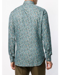 dunkeltürkises Langarmhemd mit Paisley-Muster von Etro