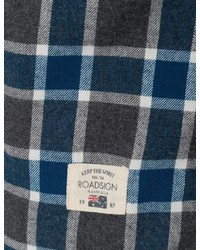 dunkeltürkises Langarmhemd mit Schottenmuster von ROADSIGN australia
