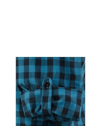 dunkeltürkises Langarmhemd mit Vichy-Muster von OCK