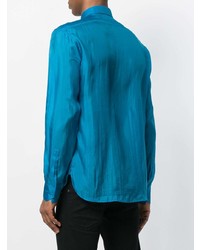 dunkeltürkises Langarmhemd von Saint Laurent