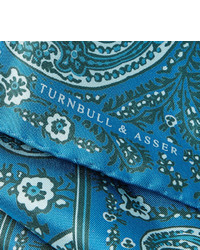 dunkeltürkises Seide Einstecktuch mit Paisley-Muster von Turnbull & Asser