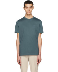 dunkeltürkises Strick T-Shirt mit einem Rundhalsausschnitt von BOSS