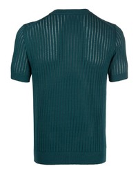 dunkeltürkises Strick T-Shirt mit einem Rundhalsausschnitt von Malo