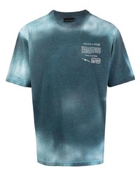 dunkeltürkises Mit Batikmuster T-Shirt mit einem Rundhalsausschnitt von Mauna Kea