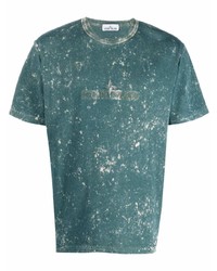 dunkeltürkises Mit Batikmuster T-Shirt mit einem Rundhalsausschnitt von Stone Island