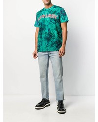 dunkeltürkises Mit Batikmuster T-Shirt mit einem Rundhalsausschnitt von DSQUARED2