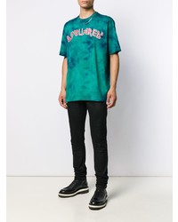 dunkeltürkises Mit Batikmuster T-Shirt mit einem Rundhalsausschnitt von DSQUARED2