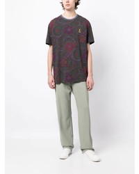 dunkeltürkises T-Shirt mit einem Rundhalsausschnitt mit Paisley-Muster von Polo Ralph Lauren