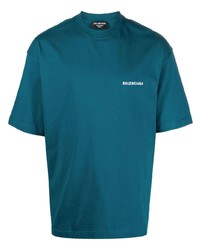 dunkeltürkises T-Shirt mit einem Rundhalsausschnitt von Balenciaga