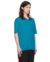 dunkeltürkises T-Shirt mit einem Rundhalsausschnitt von Ermenegildo Zegna Couture