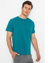dunkeltürkises T-Shirt mit einem Rundhalsausschnitt von bonprix