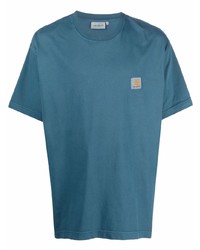 dunkeltürkises T-Shirt mit einem Rundhalsausschnitt von Carhartt WIP