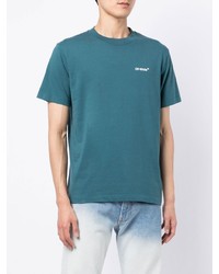 dunkeltürkises T-Shirt mit einem Rundhalsausschnitt von Off-White