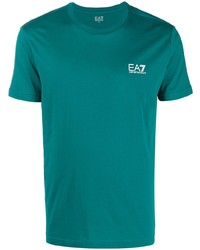 dunkeltürkises T-Shirt mit einem Rundhalsausschnitt von Ea7 Emporio Armani