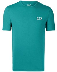 dunkeltürkises T-Shirt mit einem Rundhalsausschnitt von Ea7 Emporio Armani