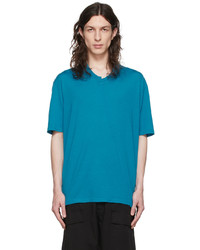 dunkeltürkises T-Shirt mit einem Rundhalsausschnitt von Ermenegildo Zegna Couture