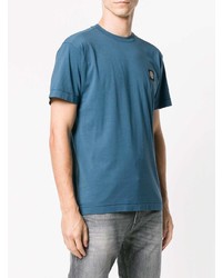 dunkeltürkises T-Shirt mit einem Rundhalsausschnitt von Stone Island