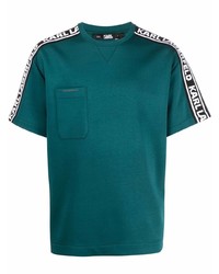 dunkeltürkises T-Shirt mit einem Rundhalsausschnitt von Karl Lagerfeld