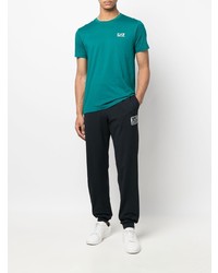 dunkeltürkises T-Shirt mit einem Rundhalsausschnitt von Ea7 Emporio Armani