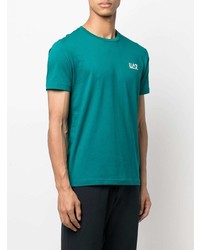 dunkeltürkises T-Shirt mit einem Rundhalsausschnitt von Ea7 Emporio Armani