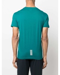 dunkeltürkises T-Shirt mit einem Rundhalsausschnitt von Ea7 Emporio Armani