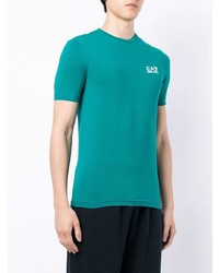 dunkeltürkises T-Shirt mit einem Rundhalsausschnitt von Ea7 Emporio Armani