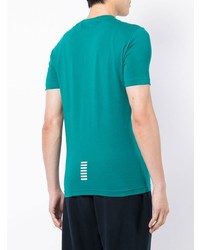 dunkeltürkises T-Shirt mit einem Rundhalsausschnitt von Ea7 Emporio Armani